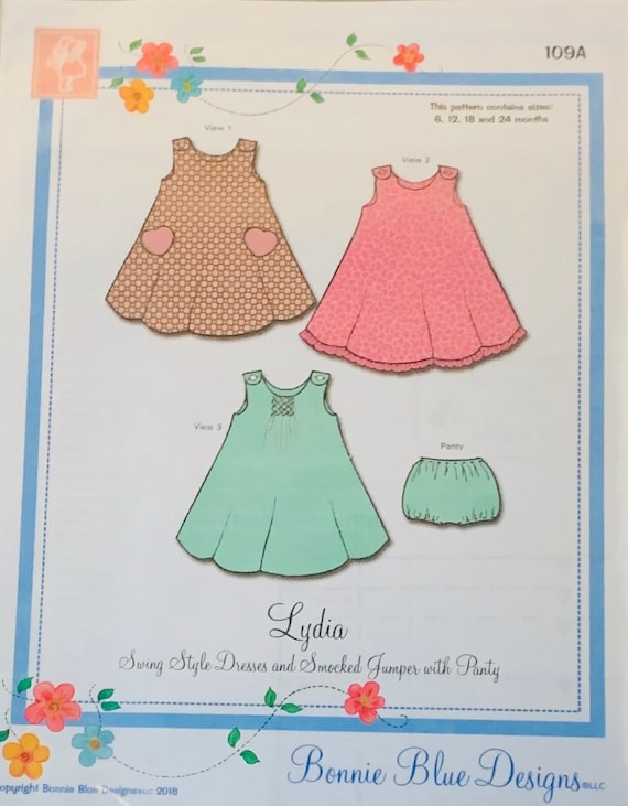 Lydia Dress Pattern, Smocked Jumper & Panties (Sizes 6-24mo, 2-6 yrs)