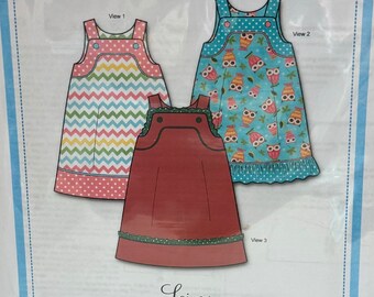 Lainey- Dress and Jumper with Contrast Yokes and Ruffles.       SZ:6mo- 6 yrs Bonnie Blue Designs.        Detailed instructions/illustration
