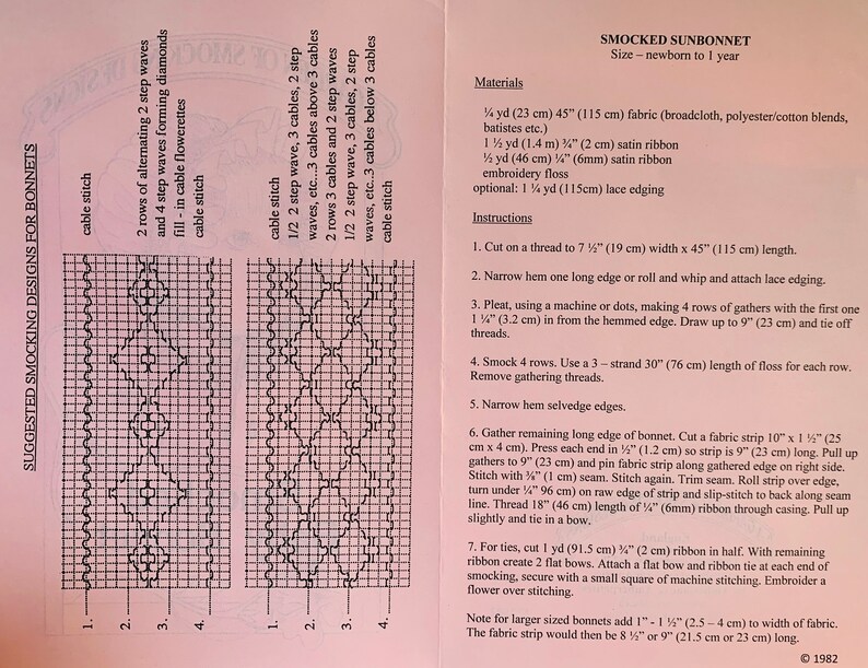 Smocked Baby Instructions Smocking Designs by A Garden Etsy