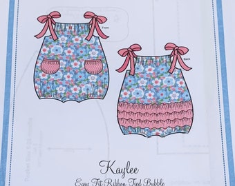 Kaylee Easy Fit Ribbon Tied Bubble SZ 6,12,18,24mo, 3and4 years by Bonnie Blue Design