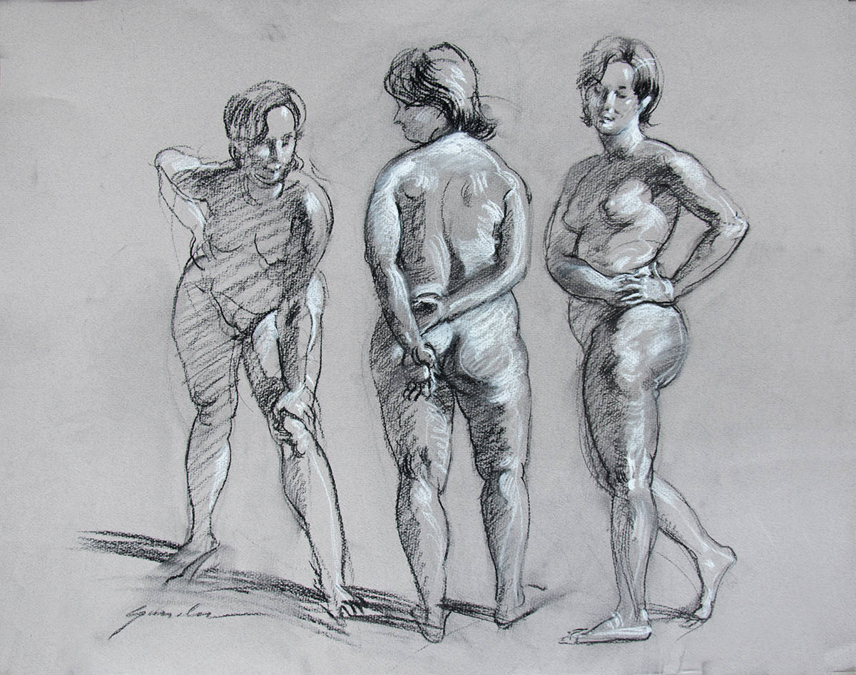 Figure Drawing Female Nude Expressive Drawing Charcoal Etsy