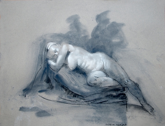 Figure Drawing Female Nude Expressive Drawing Charcoal Etsy Ireland