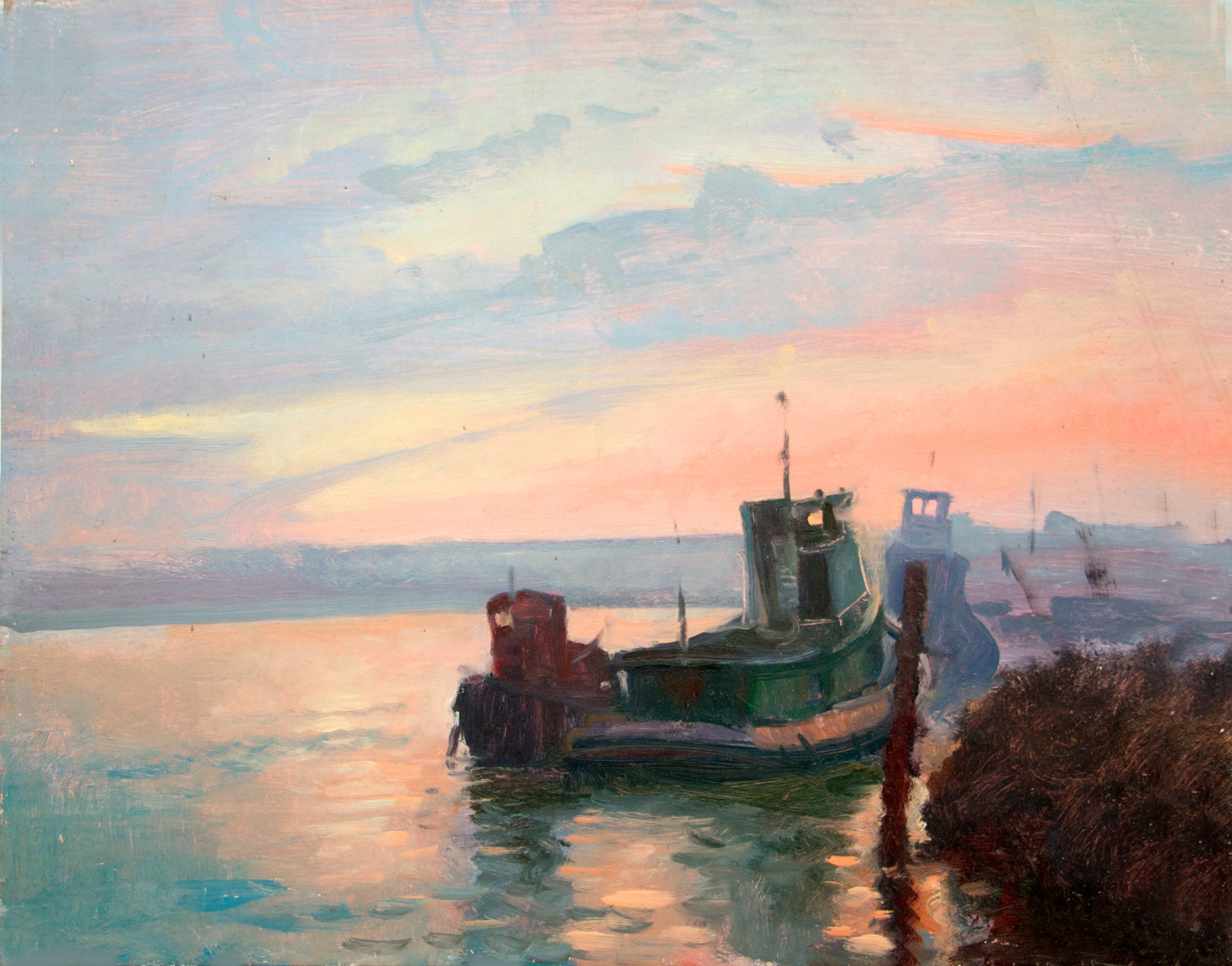 16 X 20 Jersey Tugs Cityscape Oil Painting Plein Air - Etsy