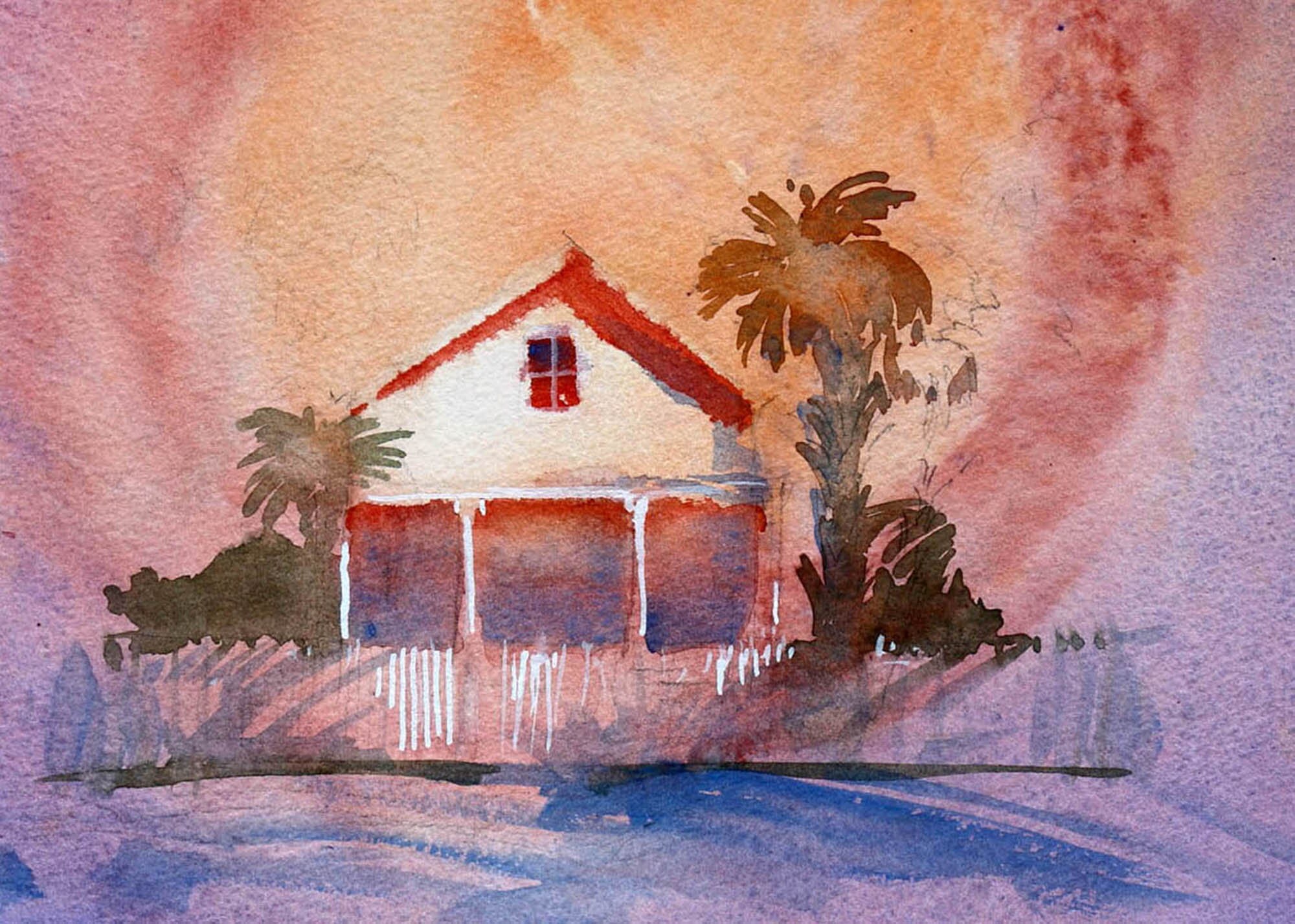 Florida Beach House Watercolor Oil Painting Plein Air - Etsy Israel