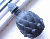 Vintage French black perfume bottle, black glass bottle, artichoke shape, frosted black bottle, parfum bottle, vanity decor, boudoir decor