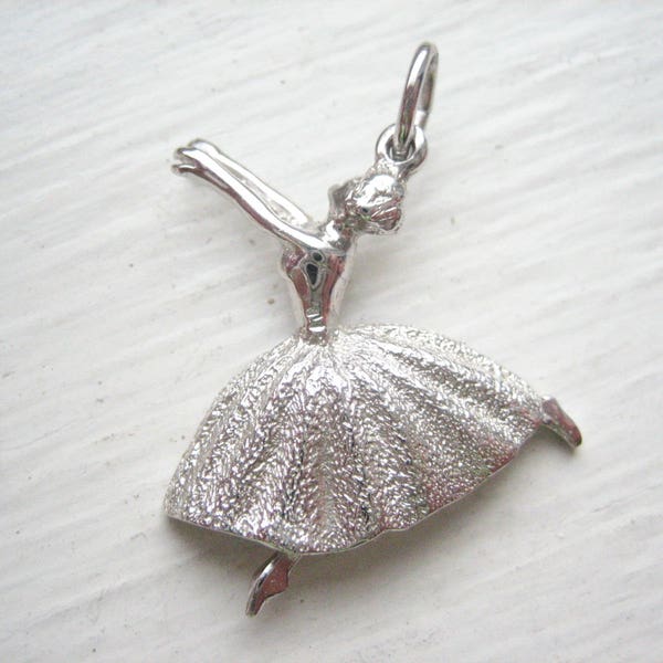 Vintage sterling silver ballerina charm, silver ballet dancer charm, silver ballet charm, silver ballet pendant