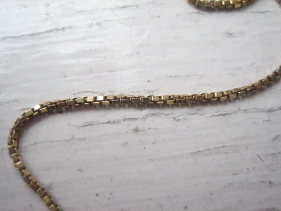 Vintage 585 gold box chain necklace, 24" gold cha… - image 3