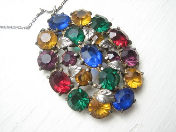 Vintage Czech glass pendant, Czech glass necklace,