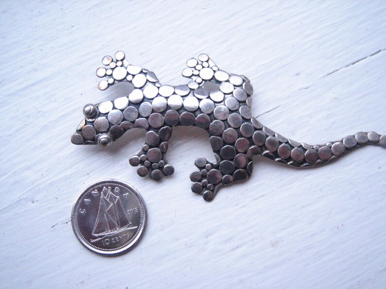 Vintage sterling silver gecko brooch gecko jewelry sterling silver lizard pin amphibian brooch lizard jewellery gecko pin