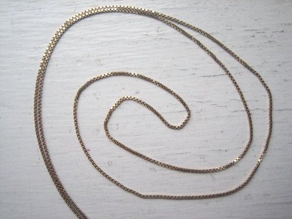 Vintage 585 gold box chain necklace, 24" gold cha… - image 4