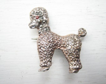 Vintage sterling silver poodle brooch, marcasite dog pin, canine, animal jewellery, french poodle pin, poodle lover gift