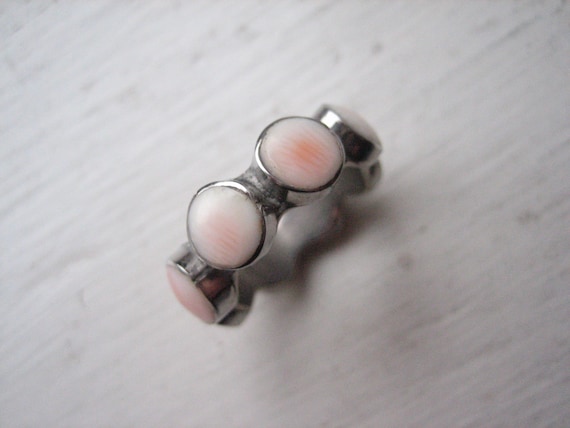 Vintage sterling silver coral ring, peach coral, … - image 1