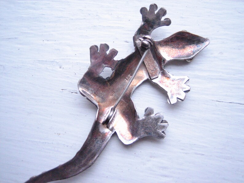 Vintage sterling silver gecko brooch gecko jewelry sterling silver lizard pin amphibian brooch lizard jewellery gecko pin