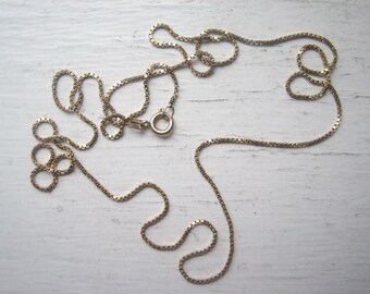 Vintage 585 gold box chain necklace, 24" gold chain, delicate dainty, 1mm thick gold, 4.10 grams gold, 14K gold neck chain