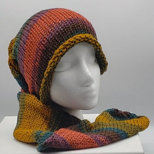 Muted Striped Hand Knit Stocking Beanie, Stocking Hat, Hair Cover, Ski Hat, Unisex Hat, Birthday Gift
