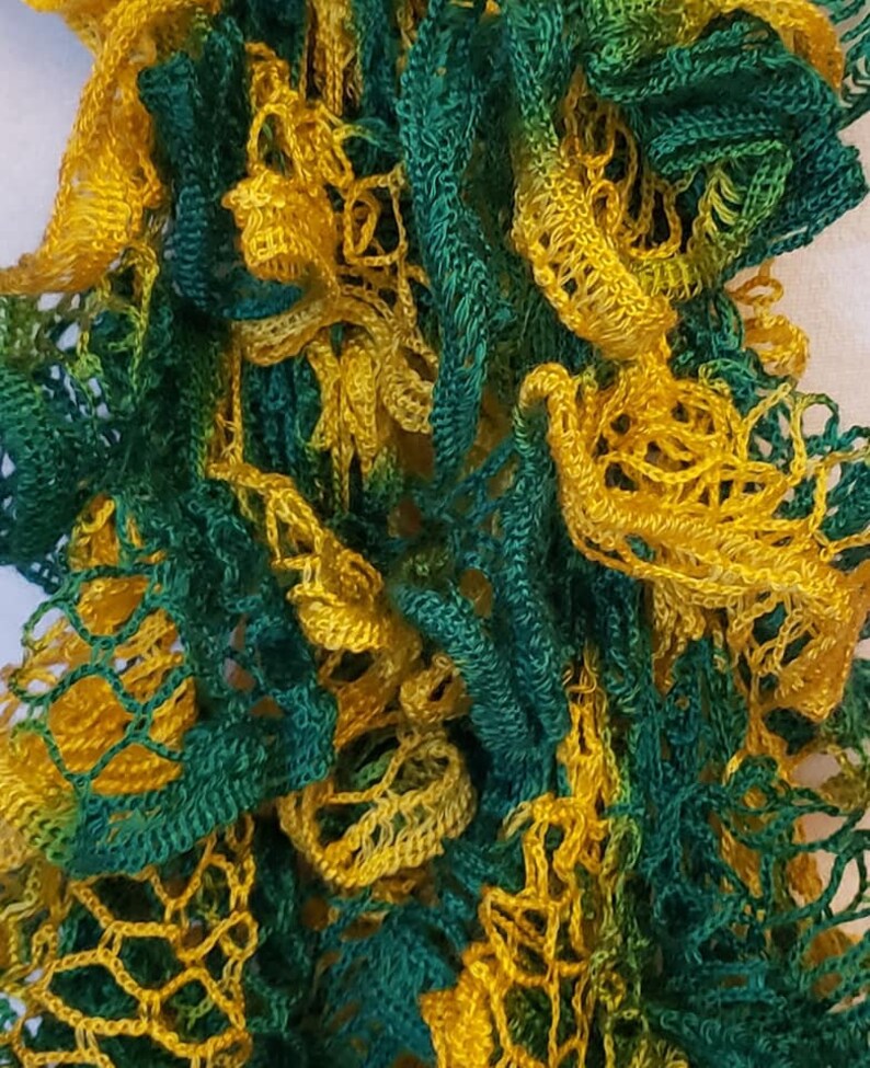 Handmade Yellow and Green Scarf Fashion Scarf Ruffle Scarf | Etsy