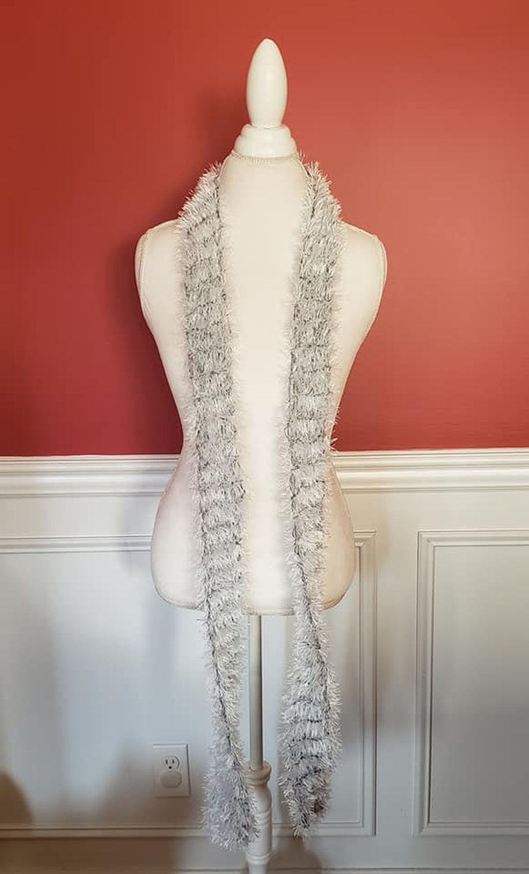 Hand Knit Extra Long Salt & Pepper Eyelash Fashion Scarf Etsy