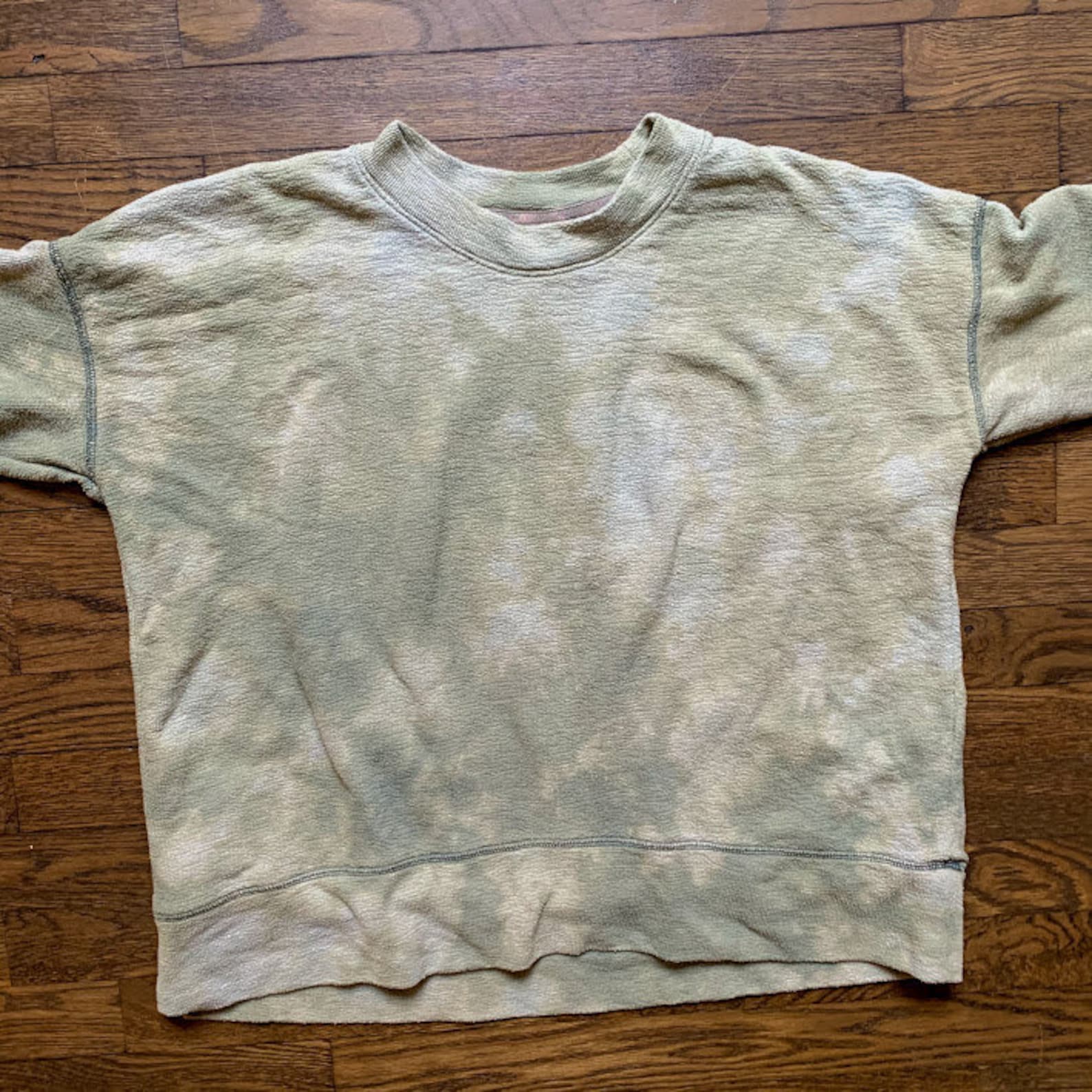Bleachdyed Moss Green Crewneck Aerie Sweatshirt Size M Etsy