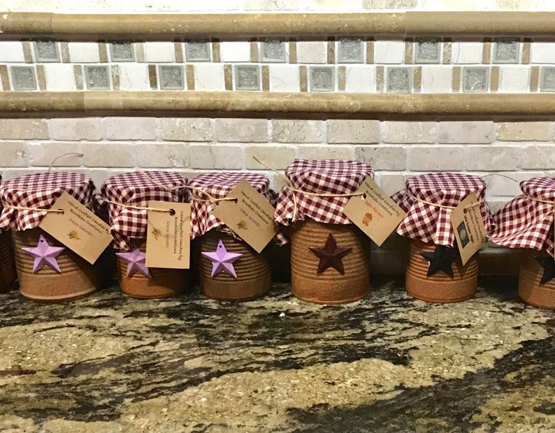 Rustic Primitive Tin Can Candles Etsy