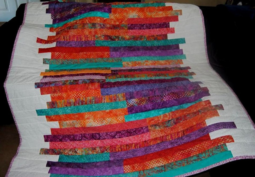 74 X 60 Striped Quiltpink, Purple, Orange and Teal Etsy Australia