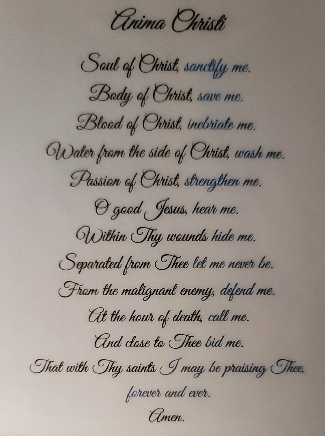 Anima Christi Prayer Card Perfect for Lent Large Prayer Card With Easy ...