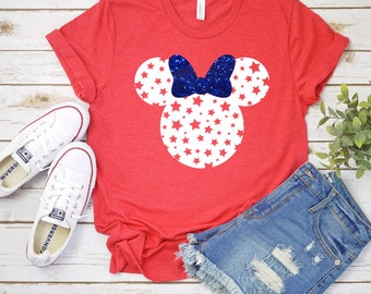 Disney 4th of July Shirt | Disney Shirt | Disney America Shirt | Mickey Minnie Merica Shirt Tee | Disney Red White and Blue Tee Shirt