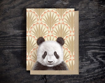 Panda note card | Blank all occasion greeting card | A2 Stationary | Kraft Envelope | Birthday Card | Oil paint | Gift | 100% recycled