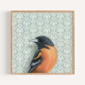 Baltimore Oriole - Art Print | art deco wallpaper, wall decor, oil painting reproduction, nursery room gift, baseball fan art