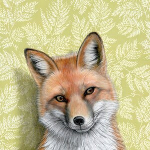 Red Fox Art Print Realistic oil painting reproduction Colorful wallpaper home decor Special occasion gift Gallery wall Matted image 2