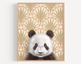 Panda - Art Print | giant panda art, vintage wallpaper home decor, panda lover gift, nursery art