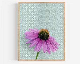 Coneflower - Art Print | echinacea flower painting reproduction vintage wallpaper home decor gift nursery wall art purple flower