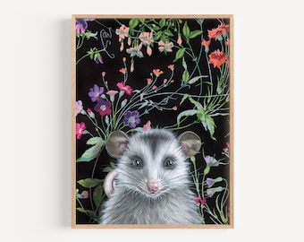 Peach the Opossum, Original Drawing 15x22.5in by Louie Van Patten