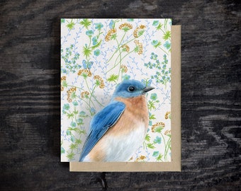 Bluebird note card | Blank all occasion greeting card | A2 Stationary | Kraft Envelope | Birthday Card | Oil paint | Gift | 100% recycled