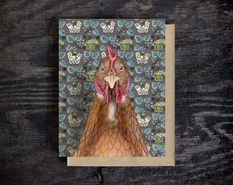 Chicken note card | Blank all occasion greeting card | A2 Stationery | Kraft Envelope | Birthday Card | Hen Gift | 100% recycled