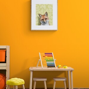 Red Fox Art Print Realistic oil painting reproduction Colorful wallpaper home decor Special occasion gift Gallery wall Matted image 7