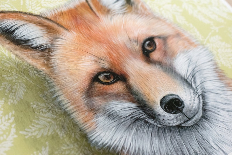 Red Fox Art Print Realistic oil painting reproduction Colorful wallpaper home decor Special occasion gift Gallery wall Matted image 4