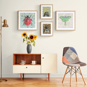 Ladybug Beetle Art Print painting reproduction, vintage wallpaper, nature art, nursery wall art, ladybug painting image 8