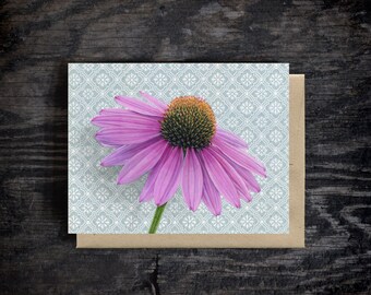 Coneflower note card | Blank all occasion greeting card | A2 Stationary | Kraft Envelope | Oil paint | Gift | 100% recycled