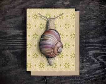 Snail Mail Note Card | Blank all occasion greeting card, A2 Stationary, Kraft Envelope, Birthday Card, Oil paint, Gift, 100% recycled