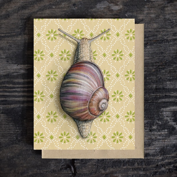 Snail Mail Note Card | Blank all occasion greeting card, A2 Stationary, Kraft Envelope, Birthday Card, Oil paint, Gift, 100% recycled