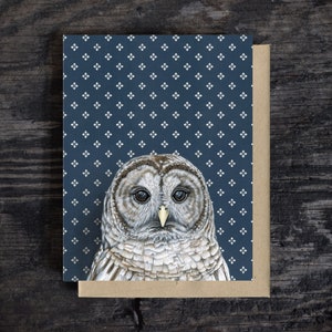 Carte de note Chouette barrée | Carte de vœux vierge pour toutes les occasions | A2 Stationnaire | Enveloppe Kraft | Carte d'anniversaire | Peinture à l'huile | Cadeau | 100% recyclé