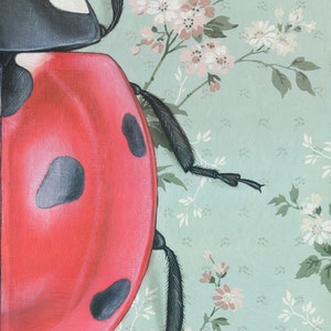 Ladybug Beetle Art Print painting reproduction, vintage wallpaper, nature art, nursery wall art, ladybug painting image 4