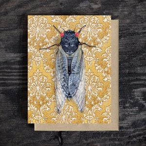 | de la carte de notes Cicada Carte de vœux vierge pour toutes les occasions | A2 | stationnaire | d’enveloppe Kraft | de carte d’anniversaire Peinture à l’huile | | cadeaux 100% recyclé