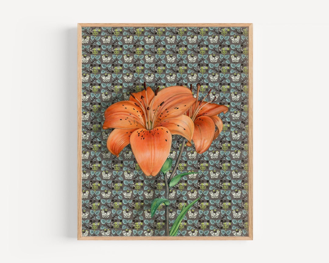 Tiger Lily Flower Art Print Oil Painting Reproduction, Home Decor