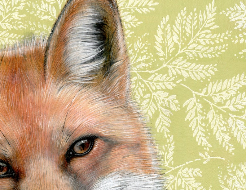 Red Fox Art Print Realistic oil painting reproduction Colorful wallpaper home decor Special occasion gift Gallery wall Matted image 3