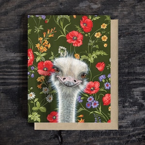 Strauß Hinweiskarte | Blanko Grußkarte für alle Anlässe | A2 Briefpapier | Kraft Umschlag | Geburtstagskarte | Ölfarbe | Geschenk | 100% Recycle