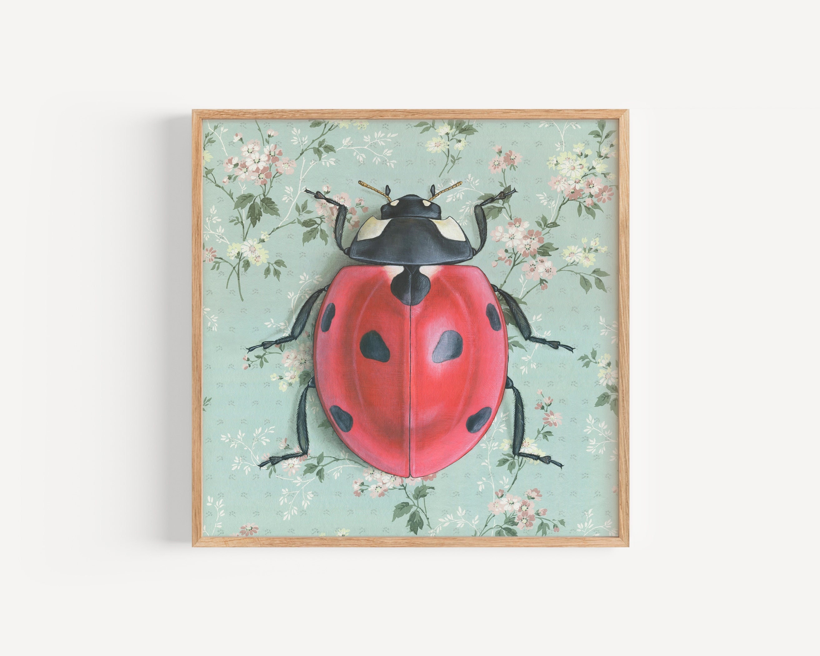 Ladybug Beetle - Art Print | Painting Reproduction, Vintage Wallpaper ...