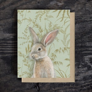 Konijn konijn notitiekaart | Leeg alle gelegenheid wenskaart | A2 Stationaire | Kraft Envelop | Verjaardagskaart | Olieverf | Cadeau |100% gerecycled