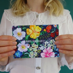 Cartão de aniversário floral A6