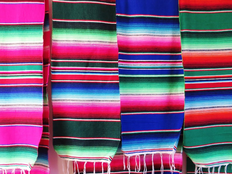 XL Länge Ethno Hippie Tischläufer Vintage verschiedene Farben grasgrün blau pink dunkelgrün Aztec Bohemian Folklore Mexiko gewebt Boho Bild 1